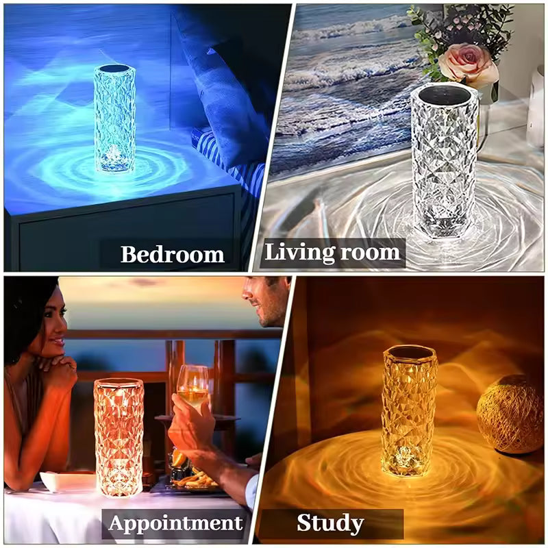 16-Color Rechargeable LED Crystal Lamp | Touch Control Ambient Night Light